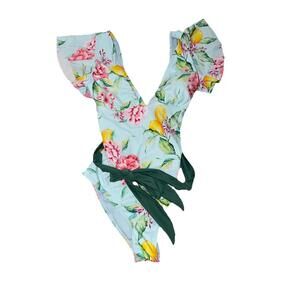 Cupshe Bathing Suit with Cap Sleeves and Belt, Multi colored NWT Support Cups M